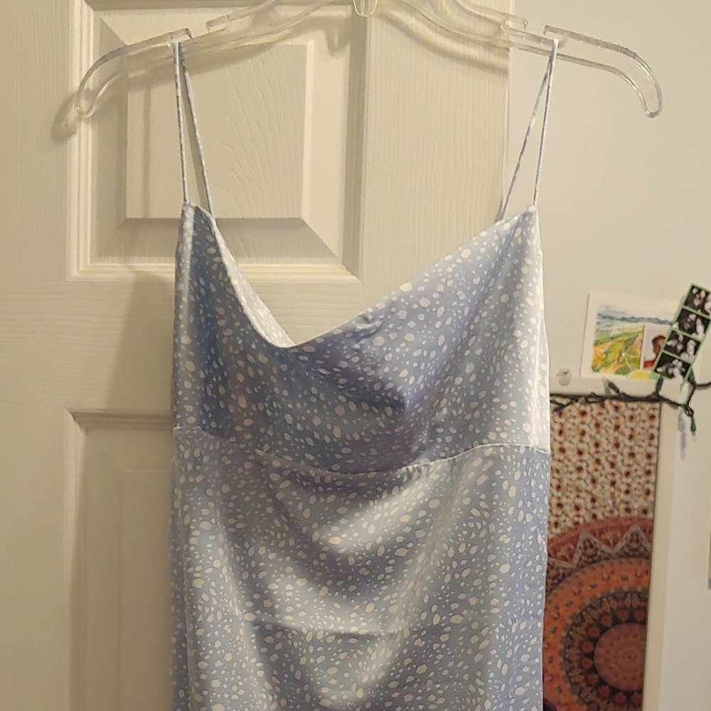 NWT Spotted Cami Satin Cowl Neck Midi Dress